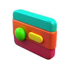 Aufkleber - Vibrant 3d rendered retro style portable music player with colorful buttons isolated on transparent background
