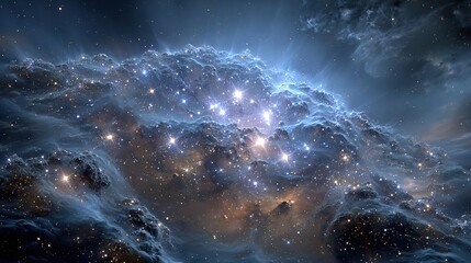 Wall Mural -   A massive constellation in the midst of azure and ivory clouds, surrounded by another stellar grouping in the heart of the heavens