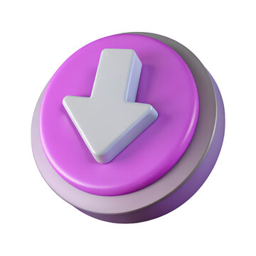 3d rendered downward arrow icon on stacked circular platforms isolated on transparent background