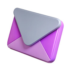 Aufkleber - A 3d rendered purple and gray envelope icon with a soft glossy finish presented isolated on transparent background