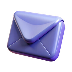 Poster - A glossy purple envelope icon with a soft sheen representing communication and correspondence isolated on transparent background