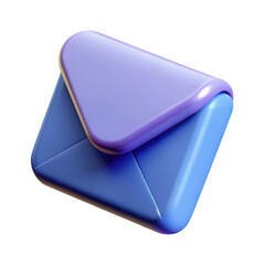 Poster - A stylized 3d rendered envelope icon with a soft purple flap and blue body isolated on transparent background