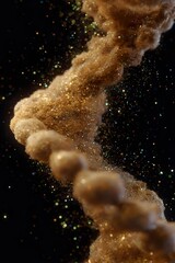 Poster - Swirling golden dust particles and glitter create magical atmospheric effect against dark background, with dynamic motion and ethereal lighting for fantasy designs.