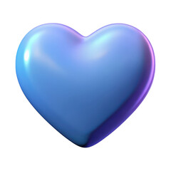 Poster - A smooth glossy three dimensional blue heart shape with subtle purple highlights isolated on transparent background