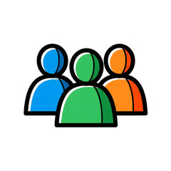 Poster - Three Colorful People Icons Group Blue Green Orange isolated on a transparent background