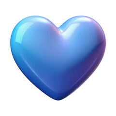 Poster - A glossy smooth and lustrous blue heart shape with subtle color gradients isolated on transparent background