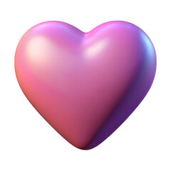 Poster - A smooth glossy pink and purple gradient heart shape with soft lighting isolated on transparent background