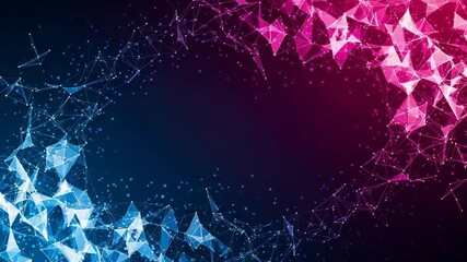 Poster - An abstract network background with interconnected data points in blue and pink