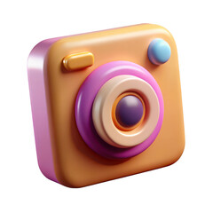 Poster - Charming 3d render of a stylized camera with vibrant colors and a playful design isolated on transparent background