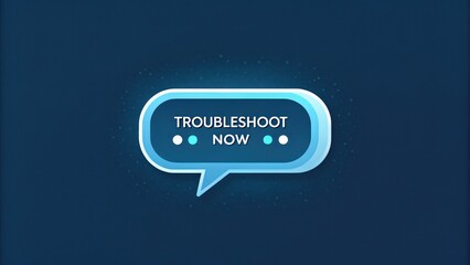 Poster - Troubleshoot Now Neon Sign Customer Support Service, Blue Wallpaper Background