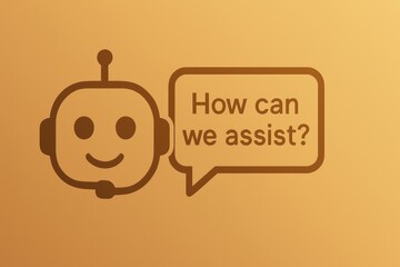 Poster - An image of an engaging AI chatbot providing assistance. The visual features a stylized robot with a friendly expression. The chat bubble displays a welcoming customer service message.