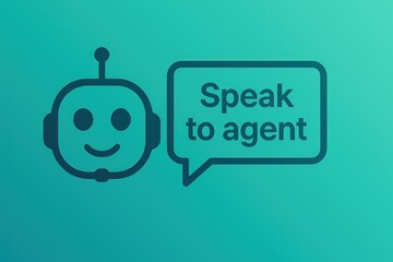Poster - A chatbot interface on a gradient background, inviting interaction and communication through a speech bubble with Speak to Agent text. The graphic hints at customer service.