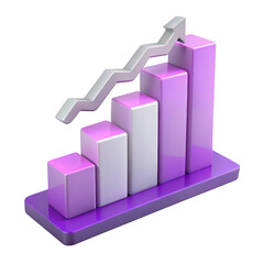Poster - 3d bar chart with upward trend arrow representing growth and success isolated on transparent background