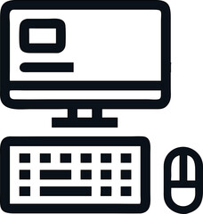 Poster - Vector icon of computer monitor and CPU for app or site use. monitor, keyboard, mouse

