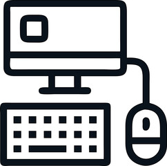 Poster - Desktop computer vector icon in flat style for web and apps. monitor, keyboard, mouse

