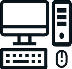 Poster - Flat design vector of a home desktop PC for modern web design. CPU,  monitor, keyboard, mouse

