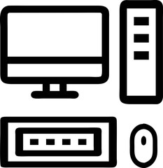 Fototapete - Flat icon of desktop computer setup with monitor, CPU , keyboard and  mouse

