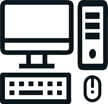 Flat design vector of a home desktop PC for modern web design. CPU,  monitor, keyboard, mouse

