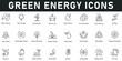 © Clerk - Green Energy Icons vector illustration with thin line editable stroke contain solar energy, wind power, hydropower, environment, eco fuel, sustainable, biomass, energy production, save energy, ecology