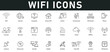 © Clerk - Wifi Icons vector illustration with thin line editable stroke contain internet, computer, online, connectivity, wifi router, phone, connect, secured, browser, hotspot, wireless, cloud, offline, signal