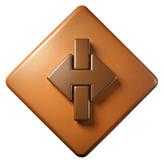 Poster - Glossy 3d rendered symbol of intersecting arrows on a diamond shape isolated on transparent background