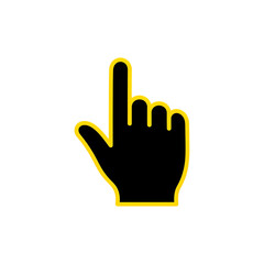 Poster - Yellow Outline Hand Cursor Icon Pointing Upward Gesture isolated on a transparent background