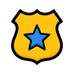 Poster - Yellow Sheriff Badge Icon Blue Star Graphic isolated on a transparent background