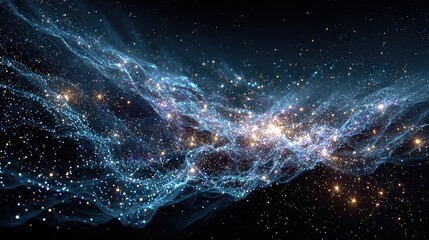 Wall Mural -   star clusters against a dark backdrop, featuring bright white stars in the foreground