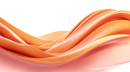 Poster - Vibrant peach wave abstract design, warm and cheerful, isolated on a white backdrop