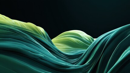 Poster - abstract green wave background