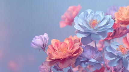 Poster - Soft pastel colors flowers banner background