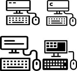 Fototapete - Desktop setup icon pack in flat vector style for IT services, digital dashboards, and UI kits.

