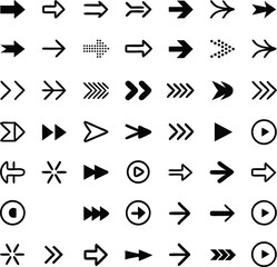 Leinwandbilder - Collection of various black arrow icons and symbols for web design and navigation