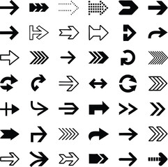 Leinwandbilder - Diverse collection of black and white arrow icons perfect for design and navigation