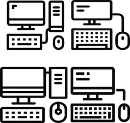 Fototapete - Full desktop computer icon collection in flat  outline vector style for SaaS, websites, and tech branding.

