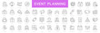 © warmworld - Event planning thin line icons set. Party, birthday, event organization, celebration icon. Editable stroke. Vector