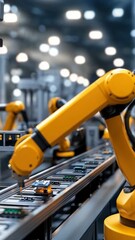 Poster - Robotic arms perform precise tasks on the assembly line, showcasing innovation and productivity in the manufacturing industry