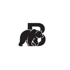 Poster - Bold Bear Standing Within a Strong Letter B Emblem Design
