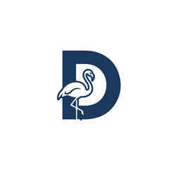 Poster - Elegant Flamingo and Letter D Logo Design for Sophisticated Brands
