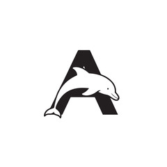 Poster - Dolphin leaping through letter A for aquatic animal branding