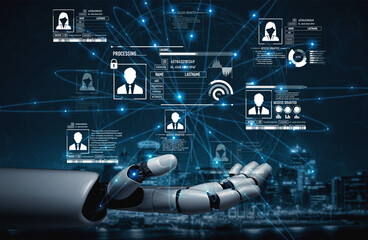 Poster - AI safeguards digital identity with smart authentication, secure login systems, and virtual assistants ensuring data privacy and user protection. Vouch
