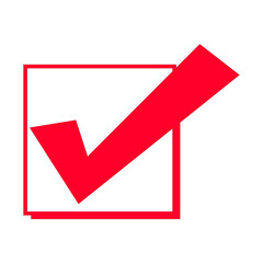 Poster - A Crimson Check Mark Icon Inside a Square Box on a Transparent Backdrop Symbolizing Approval, Confirmation, and Task Completion in a Digital Interface Design