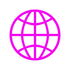Poster - A Vibrant Fuchsia Globe Icon on Transparent Backdrop Representing Global Connectivity and Worldwide Communication, Ideal for Technology and International Business Designs