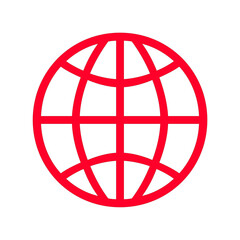 Poster - A Striking Red Globe Icon on Transparent Backdrop Symbolizing Global Reach, International Relations, and Worldwide Networks for Contemporary Visual Projects