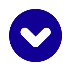 Poster - A Deep Blue Downward Arrow Encased in a Circle, Set Against a Transparent Background, Perfect for Navigation, Direction, and User Interface Design Elements