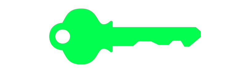 Poster - Unlock Success A Vibrant Green Key Symbolizing Access, Security, and Opportunity on a Transparent Backdrop, Perfect for Design Projects and Creative Visuals