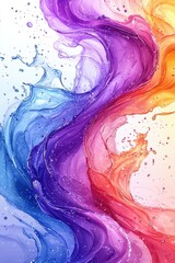 Poster - Vibrant abstract waves in blue, purple, and orange on a white background