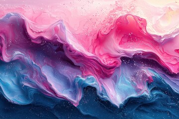Poster - Vibrant abstract artwork with swirling pink and blue paint textures