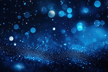 Poster - Blue glowing light particles on a dark background for abstract effects