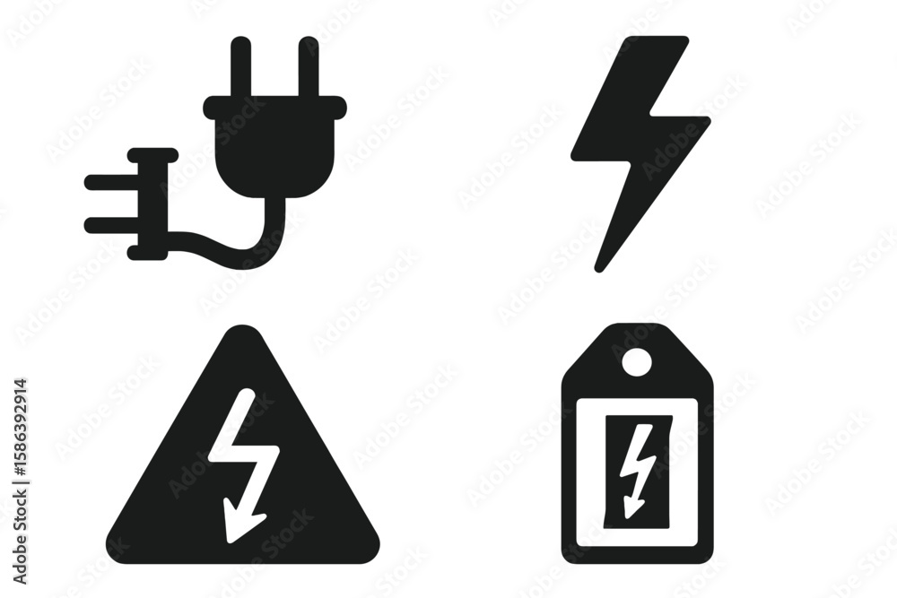 Electrical voltage icon set with glyph pictograms. Vector illustration ...